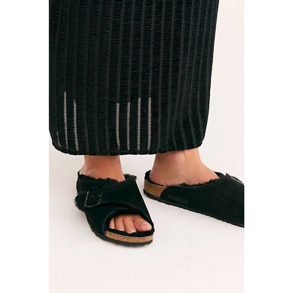 Birkenstock Shoes - Birkenstock Exquisite Arosa Shearling Suede Black Sandals EU 41 Women 10-10.5